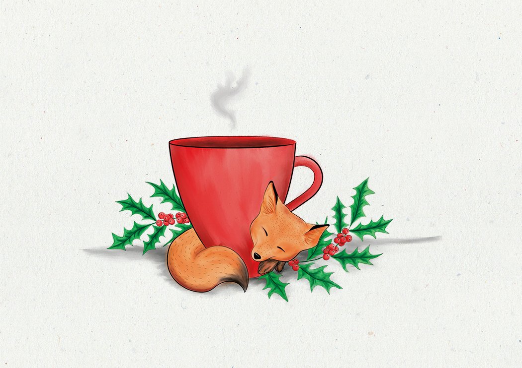 Fox digital watercolor illustration